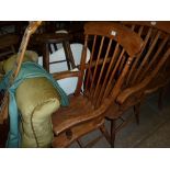 An elm seated slat back Windsor chair