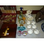 A collection of various decorative coloured glass