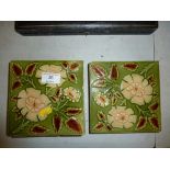 A collection of Victorian floral decorated tiles