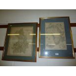 Two gilt framed maps depicting Cambridgeshire and