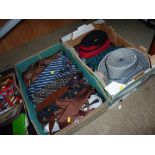 Two boxes of ties, hats, etc.