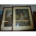 A pair of framed and glazed coloured hunting print