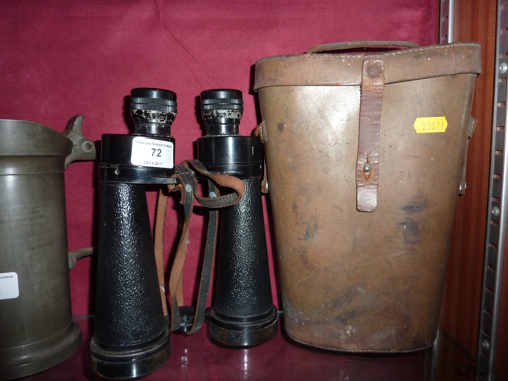 A pair of Barr & Stroud binoculars in fitted leath