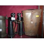 A pair of Barr & Stroud binoculars in fitted leath