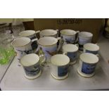 Ten commemorative RAF porcelain tankards and mugs