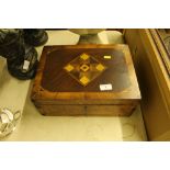 A 19th Century walnut and inlaid sewing box