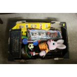 A box of various toys etc.