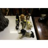 A collection of various dog ornaments