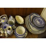 A collection of various patterned blue and white c