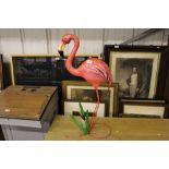 A metal model of a flamingo