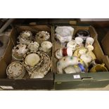 Two boxes of decorative china to include various p