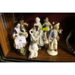 Six various china figures