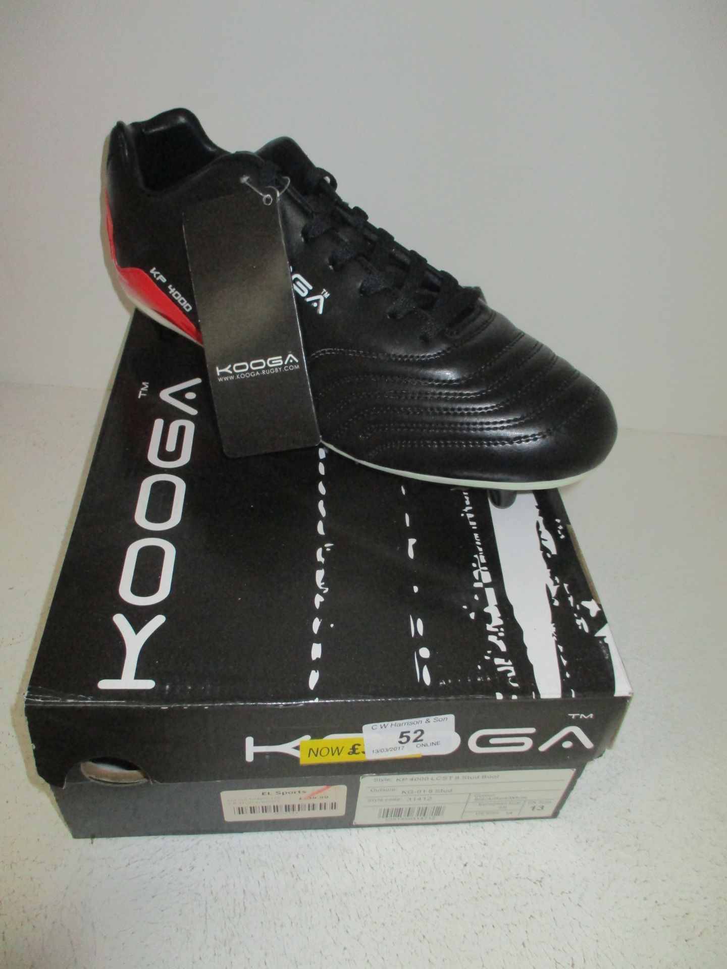 A pair of Kooga KP 4000 LCST 8 stud rugby boots size 13