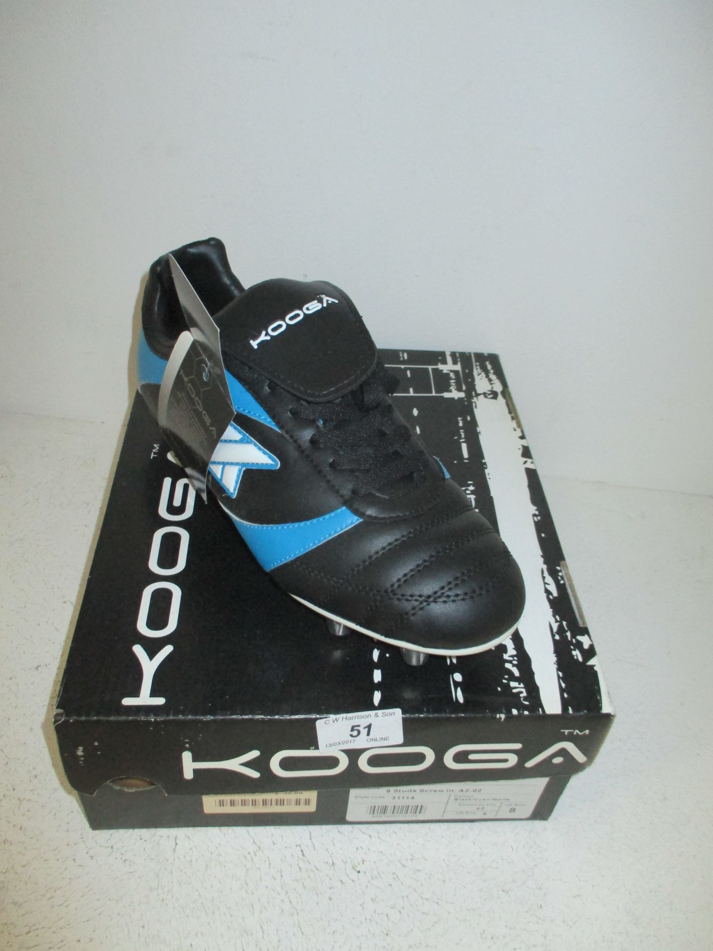 A pair of Kooga Buevo CS-4 LCST 8 stud rugby boots size 8