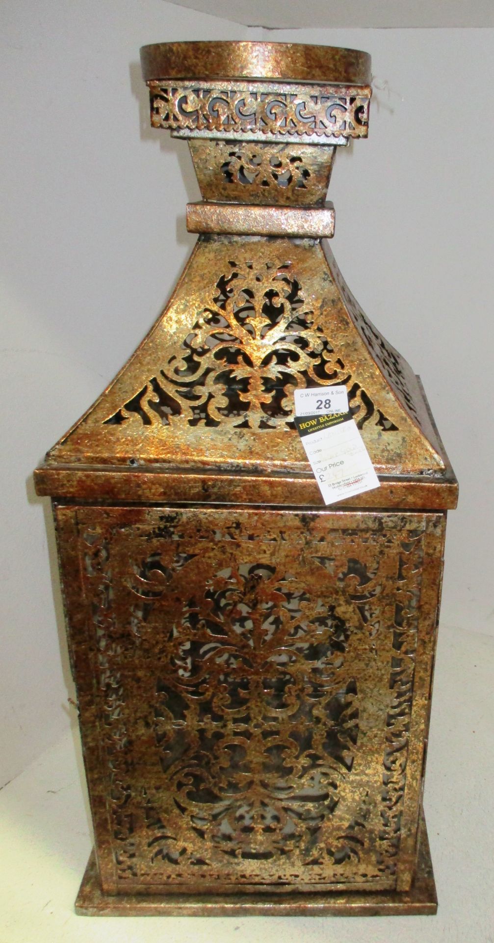 A rustic gold single door lantern 70cm high RRP £247