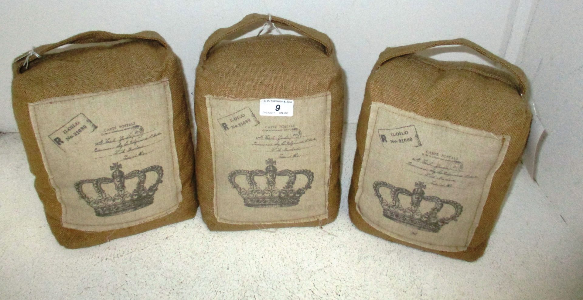 3 x postal sack door stops RRP £14.