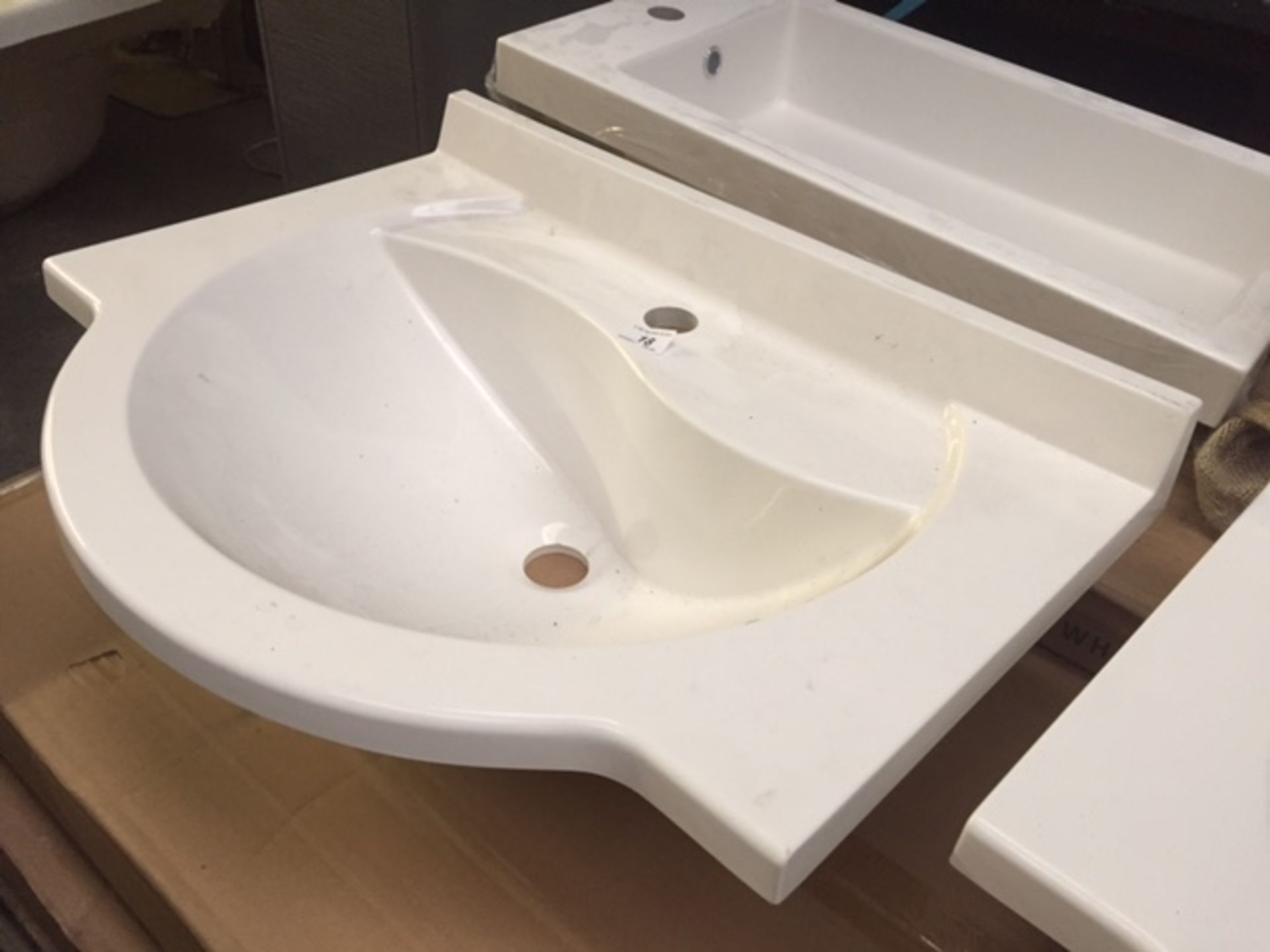 600x450 semi recessed resin basin with waste kit