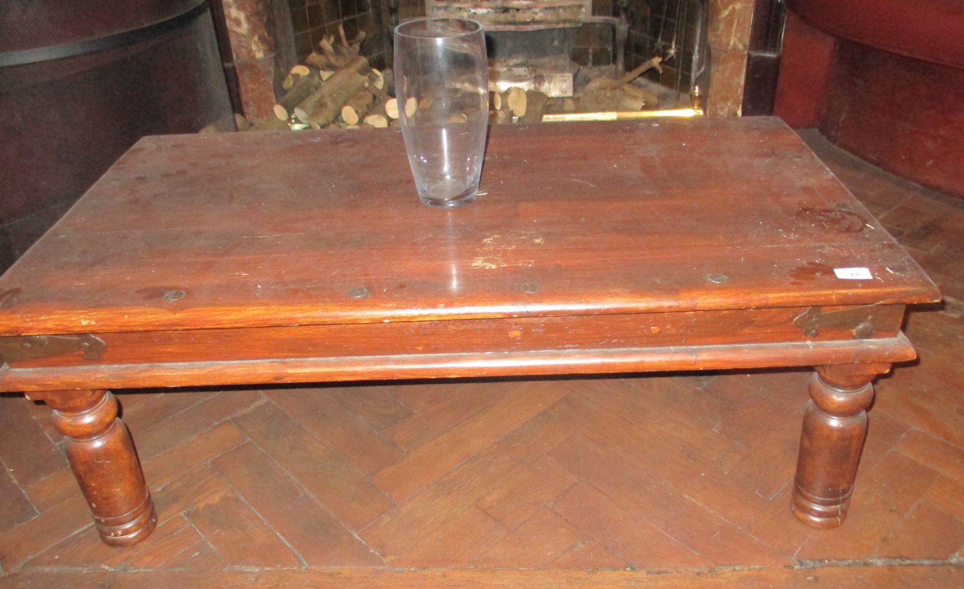 Stained pine coffee table - 110cm.