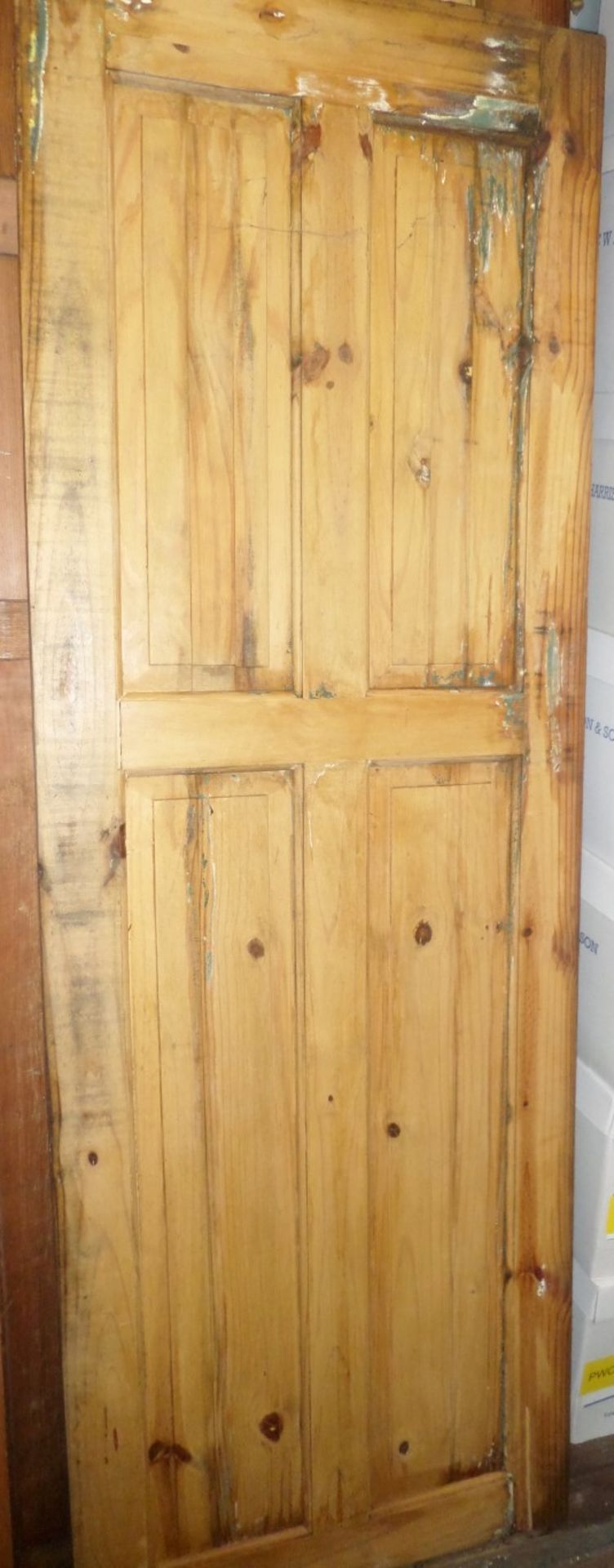 For sale as one lot - approximately twenty reclamation/salvage pine panels and panel doors in - Image 8 of 16