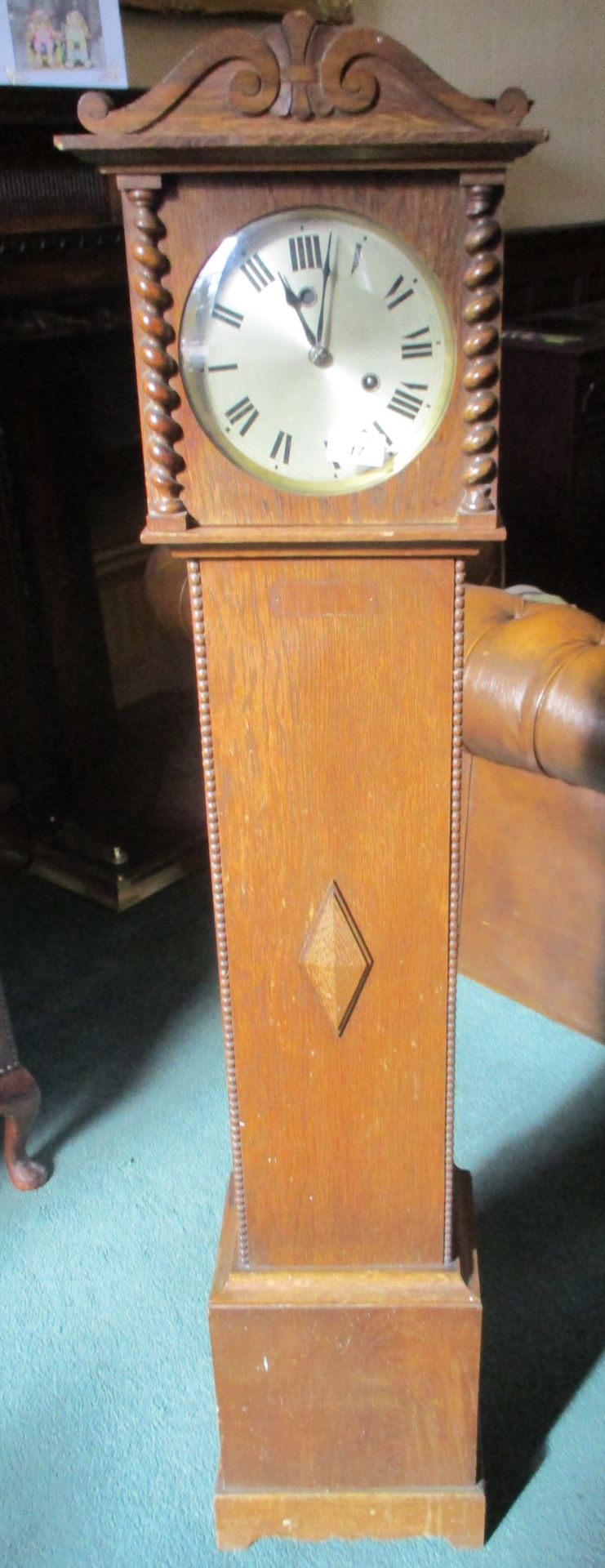 Oak 'Grandmother' longcase clock - 136cm high.