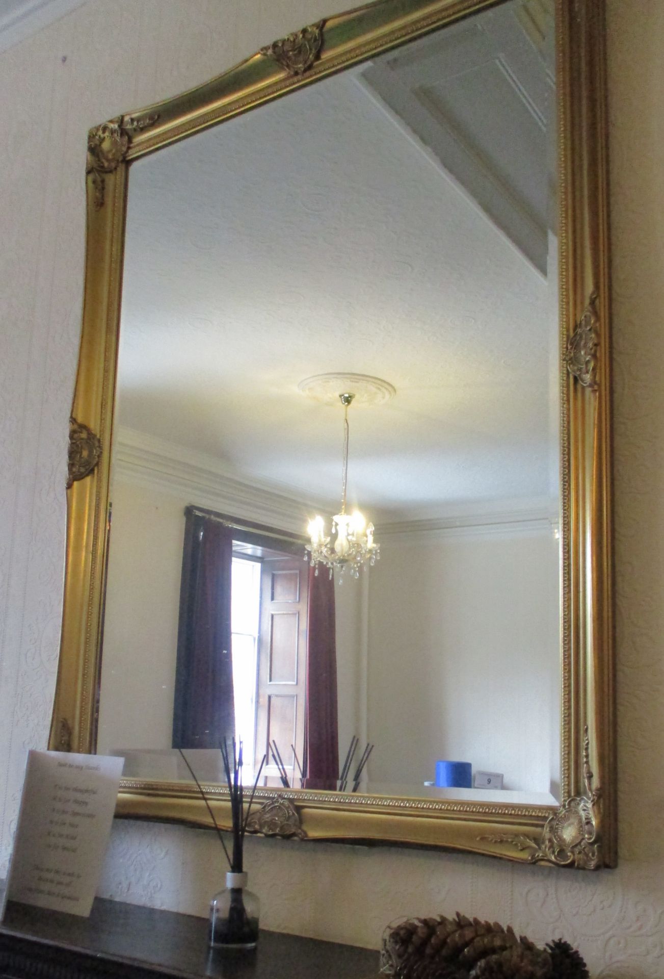 Large gilt framed wall mirror 130 x 100cm.