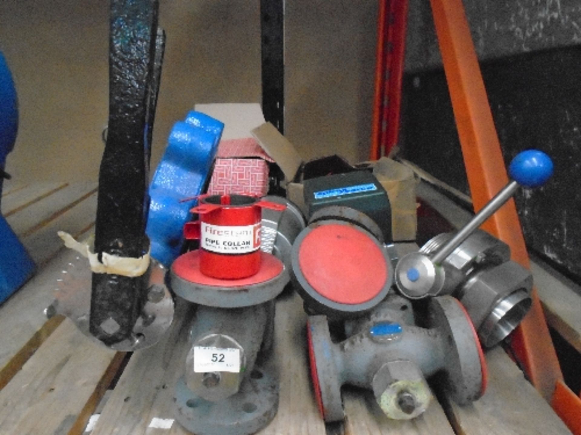 Contents to corner of rack - Spirax Sarco valves, Firestem Pipe collars,