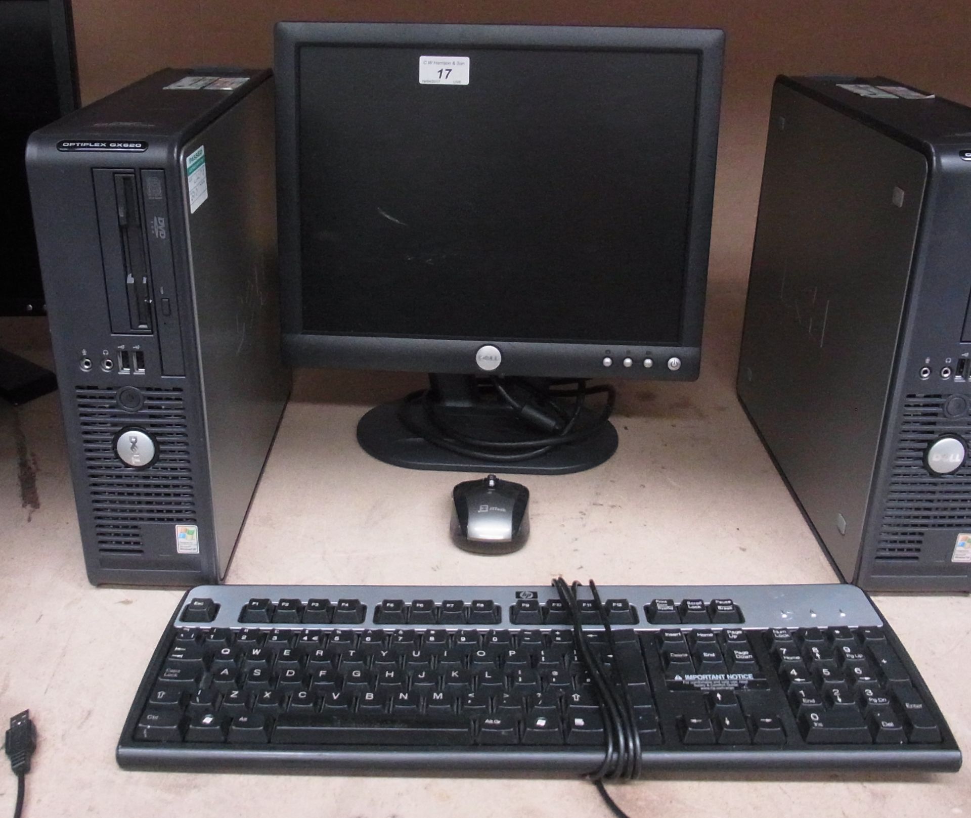 A Dell Optiplex GX620 tower computer - power lead,