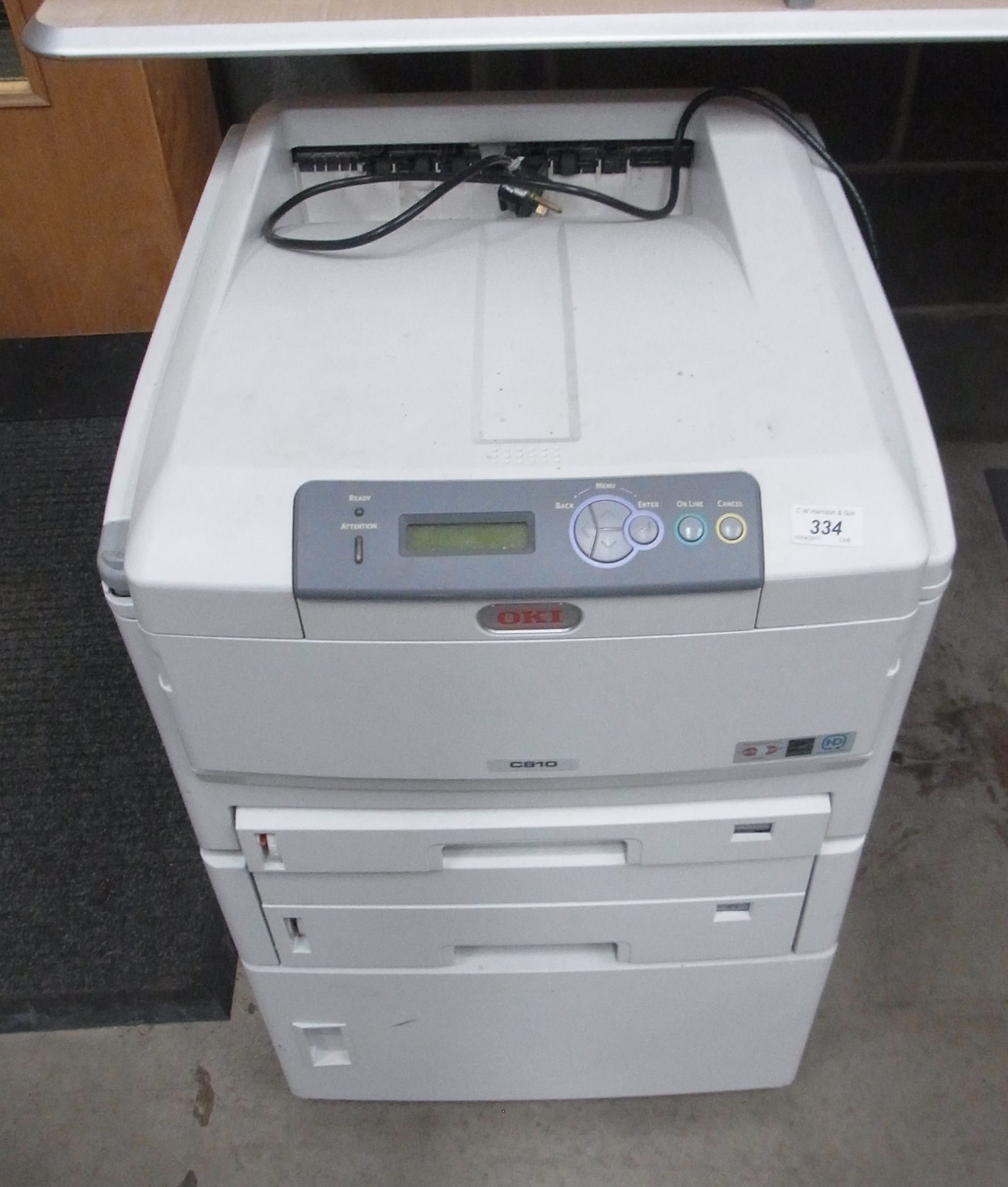 An Oki C810 mobile printer - power lead