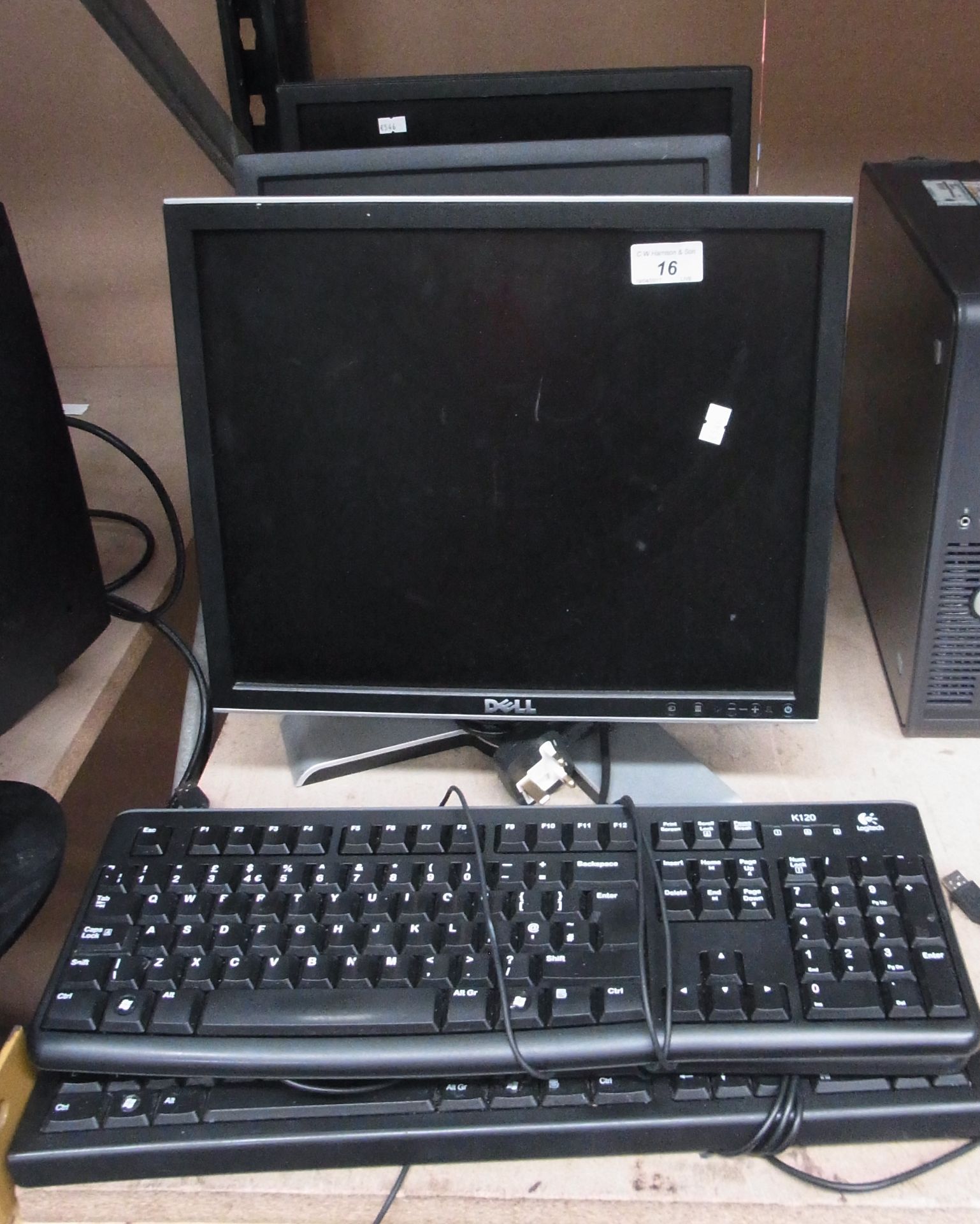 3 x assorted 17" LCD monitors by Dell complete with VGA lead,