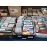 Contents to three trays - approx 260 items CDs, cassette tapes (including some blank tapes),