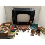 A home built miniature puppet theatre - as viewed, complete with theatre front, lighting board,