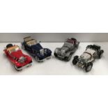 3 x Burago 1:18 scale diecast model cars - unboxed - Mercedes 500K Roadster (1936),