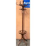 A bentwood hat and coat stand