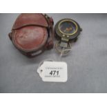 A Verniers pattern military brass pocket compass FL no 9217-1917 in leather case