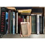 Contents to box - mainly hard back books on antiques, travel, 2 volumes The Retail Meat Trade,