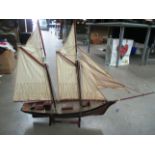 A scale model of a two masted ketch,