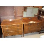 An oak 3 piece bedroom suite comprising 2 door wardrobe 123cm,