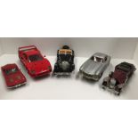 5 unboxed diecast model cars in as seen condition, including Burago-Mercedes 300SL,