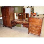 A Stag mahogany finish 3 piece bedroom suite comprising 2 door wardrobe 90 x 178cm high,