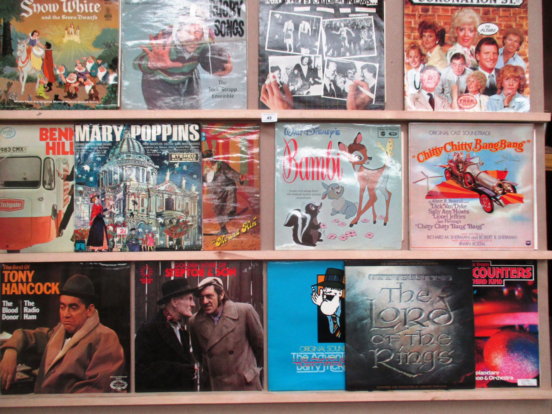 Contents to a vinyl record case 53 assorted LP's BBC recordings including Steptoe and Son,