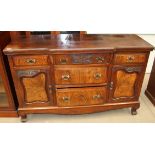 A mahogany and walnut 5 drawer 2 door sideboard - 148cm