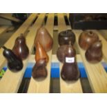 Ten larger turned wood apples and pears (10)