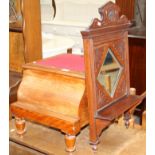 A mahogany commode and a small mahogany framed wall mirror