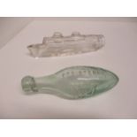 A glass bottle model of the ocean liner Queen Elizabeth II 24cm long and a W.