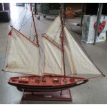 A scale model of a two masted ketch,