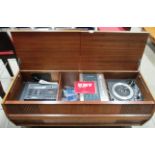 An HMV 2340 radiogram in teak case with Garrard 3000 record deck and a Crown stereo cassette deck