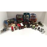 Contents to 3 trays 29 boxed and unboxed diecast model cars, bikes and vans by Corgi, Matchbox,