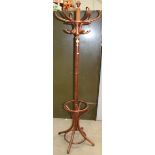 A Mahogany bentwood hat & coat stand