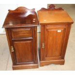 Two mahogany single door bedside cupboards