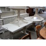 3 white painted dining tables - 1 rectangular,